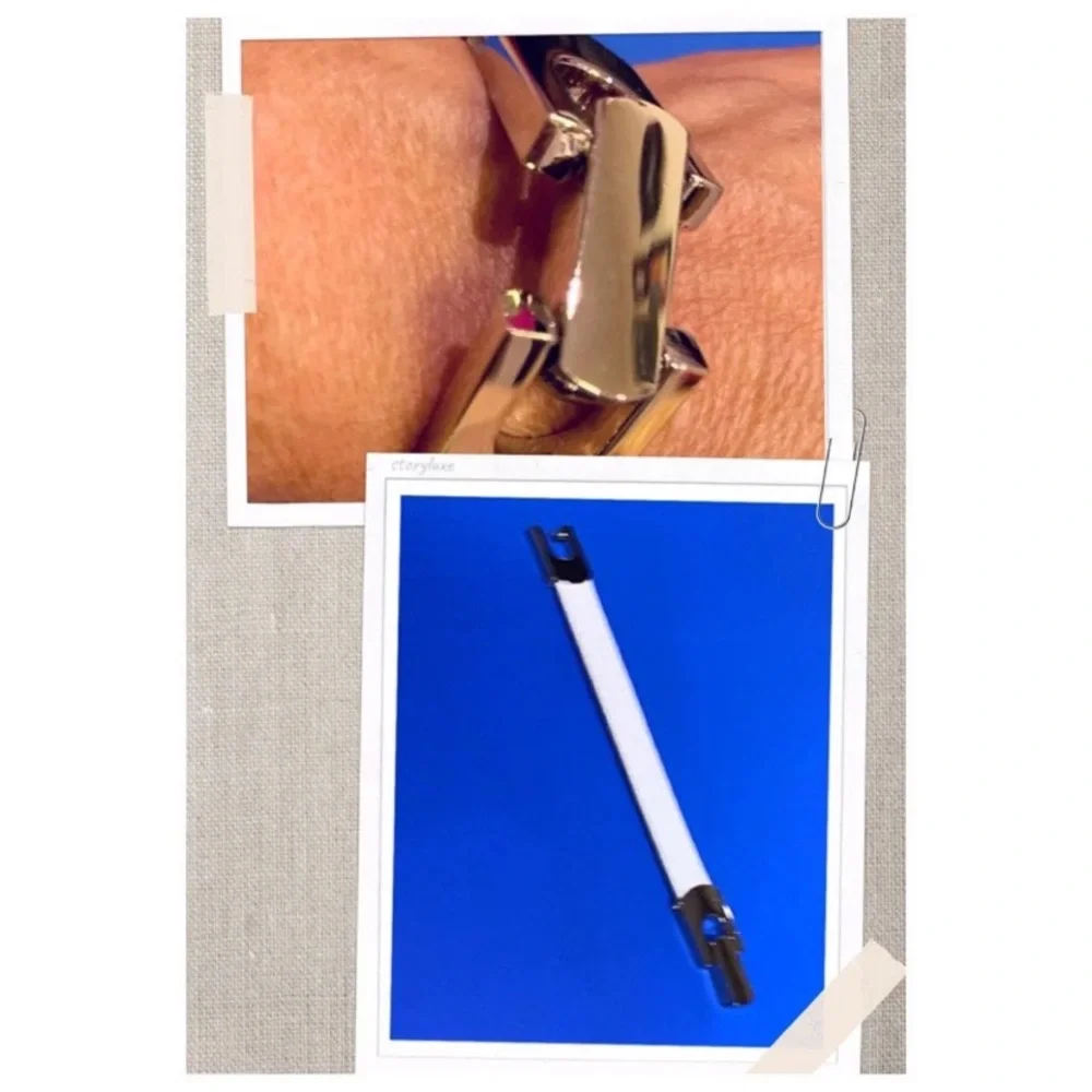 Flash Sale White & silver Hermès inspo bracelet faux leather & silver metal